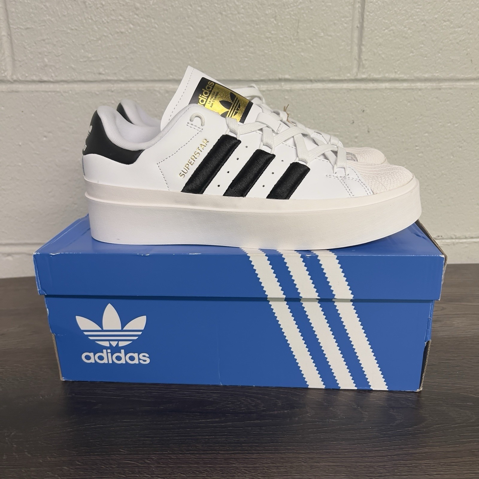 Adidas Superstar Bonega W White Black Gold Platform Women's Size 9 Gx1840 New C